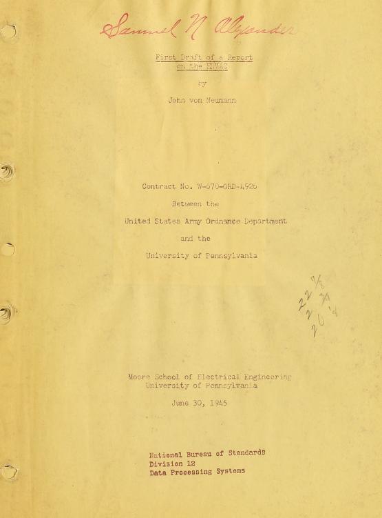 First Draft of a Report on the EDVAC